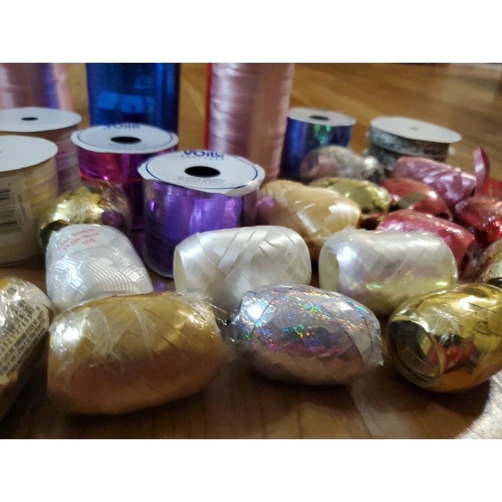 Lot Vintage Now Curling Ribbon Tulle Multicolor Used And Unused